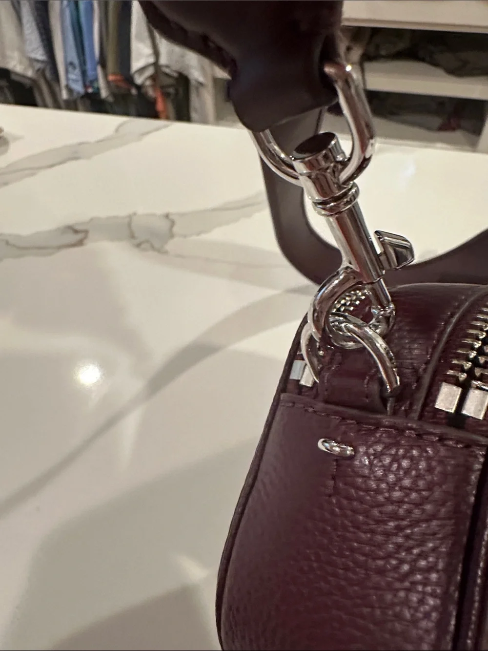 Tory Burch Pebbled Leather Crossbody in Deep Burgundy
